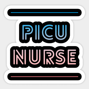 PICU Nurse retro blue and pink text design Sticker